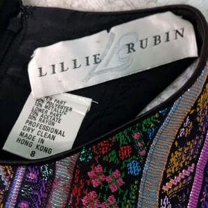 Vintage Lillie Rubin Embroidered‎ Racer Back Satin Evening Gown